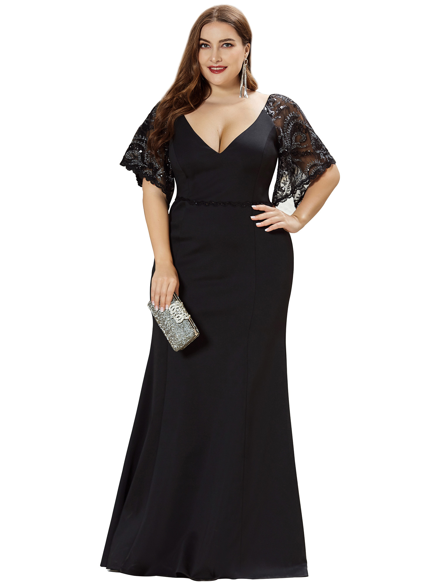 neck Fishtail Maxi Dress Plus Size ...